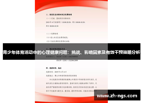 青少年体育活动中的心理健康问题：挑战、影响因素及有效干预策略分析