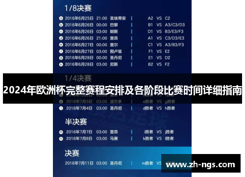 2024年欧洲杯完整赛程安排及各阶段比赛时间详细指南 2024年欧洲杯完整赛程安排及各阶段比赛时间详细指南
